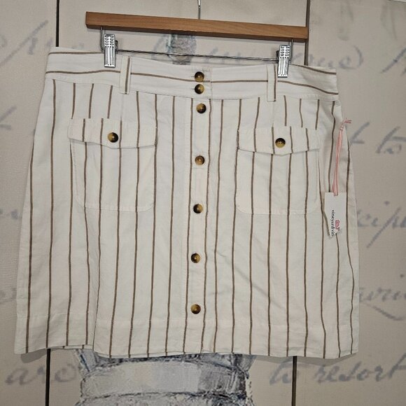 Vineyard Vines Dresses & Skirts - NWT Vineyard Vines Cargo Pocket Mini Skirt Striped Size XL Linen Blend